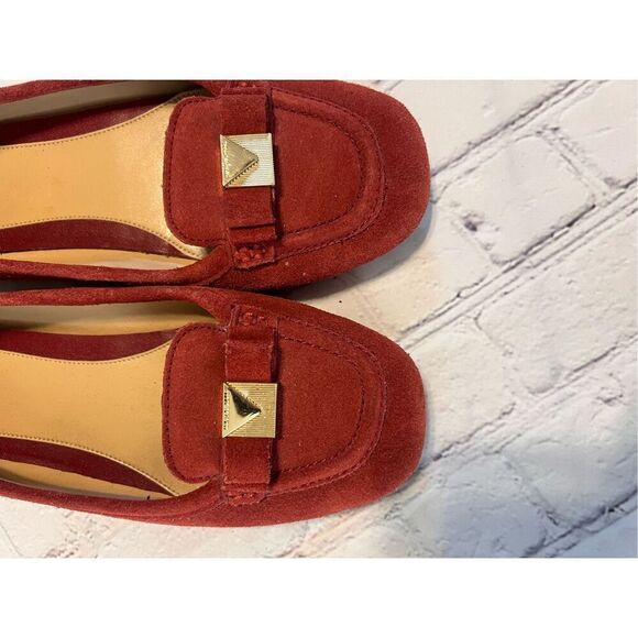 Michael Kors Size 8.5 Suede Leather Moccasin Driving Shoes Maroon Red Classy - Picture 6 of 11